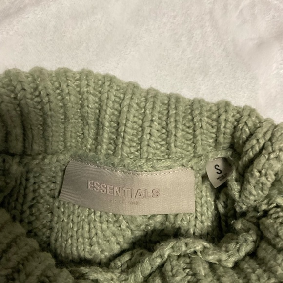 Green Fear of God Essentials Cable Knit Turtleneck - Picture 11 of 11